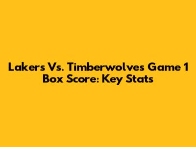 Lakers Vs. Timberwolves Game 1 Box Score: Key Stats