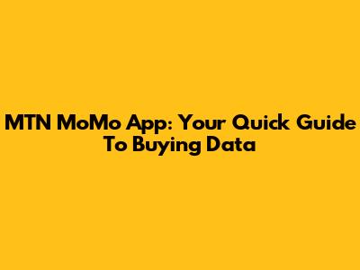 MTN MoMo App: Your Quick Guide To Buying Data