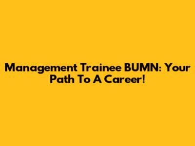 Management Trainee BUMN: Your Path To A Career!