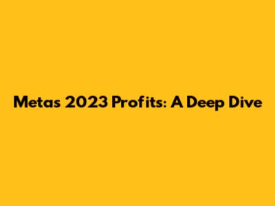 Meta's 2023 Profits: A Deep Dive