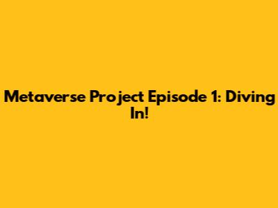Metaverse Project Episode 1: Diving In!