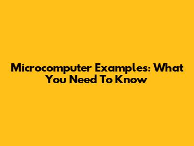 Microcomputer Examples: What You Need To Know