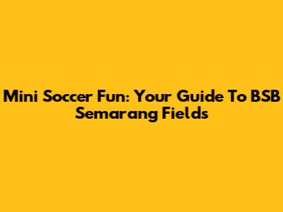 Mini Soccer Fun: Your Guide To BSB Semarang Fields