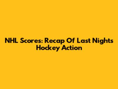 NHL Scores: Recap Of Last Night's Hockey Action