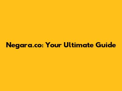 Negara.co: Your Ultimate Guide