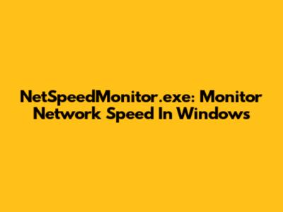 NetSpeedMonitor.exe: Monitor Network Speed In Windows