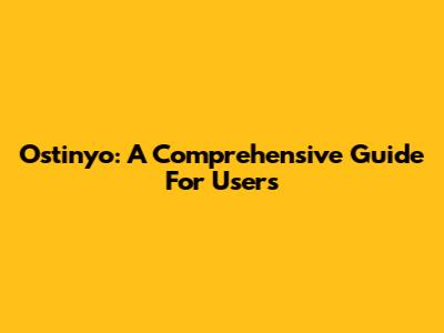 Ostinyo: A Comprehensive Guide For Users