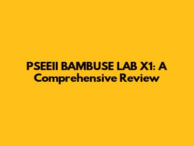 PSEEII BAMBUSE LAB X1: A Comprehensive Review