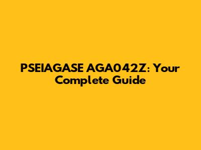 PSEIAGASE AGA042Z: Your Complete Guide