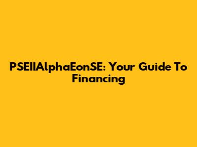 PSEIIAlphaEonSE: Your Guide To Financing
