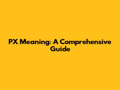 PX Meaning: A Comprehensive Guide