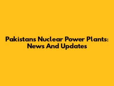 Pakistan's Nuclear Power Plants: News And Updates