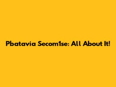 Pbatavia Secom1se: All About It!