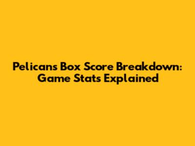 Pelicans Box Score Breakdown: Game Stats Explained