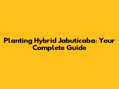 Planting Hybrid Jabuticaba: Your Complete Guide