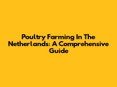 Poultry Farming In The Netherlands: A Comprehensive Guide