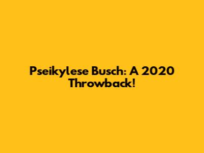 Pseikylese Busch: A 2020 Throwback!