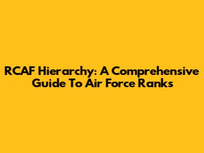 RCAF Hierarchy: A Comprehensive Guide To Air Force Ranks