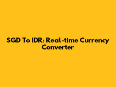 SGD To IDR: Real-time Currency Converter