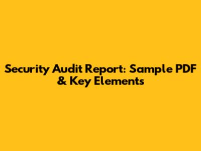 Security Audit Report: Sample PDF & Key Elements