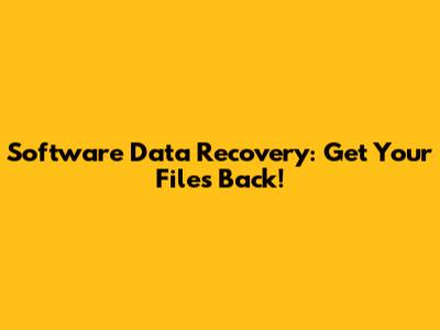 Software Data Recovery: Get Your Files Back!