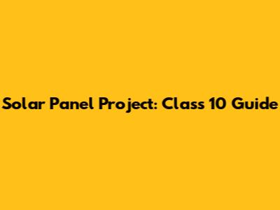 Solar Panel Project: Class 10 Guide