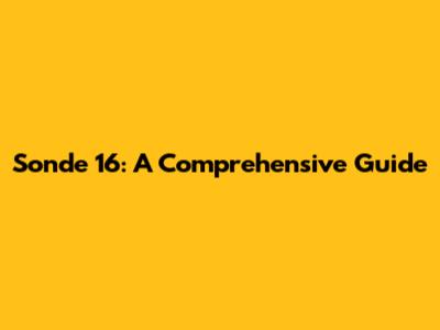 Sonde 16: A Comprehensive Guide