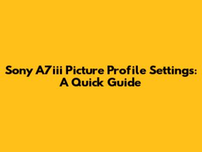 Sony A7iii Picture Profile Settings: A Quick Guide
