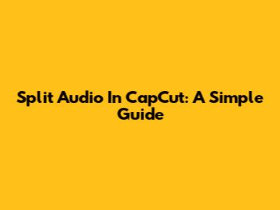 Split Audio In CapCut: A Simple Guide
