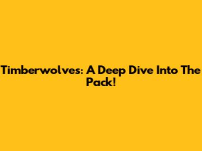 Timberwolves: A Deep Dive Into The Pack!