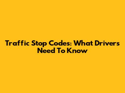 Traffic Stop Codes: What Drivers Need To Know