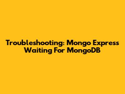 Troubleshooting: Mongo Express Waiting For MongoDB