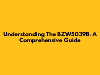 Understanding The BZW5039B: A Comprehensive Guide