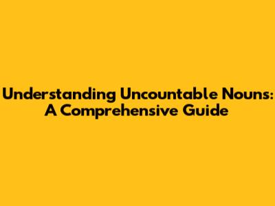 Understanding Uncountable Nouns: A Comprehensive Guide