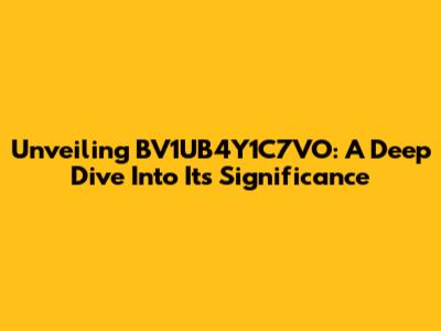 Unveiling BV1UB4Y1C7VO: A Deep Dive Into Its Significance