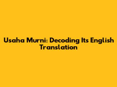 Usaha Murni: Decoding Its English Translation