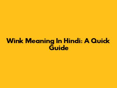 Wink Meaning In Hindi: A Quick Guide
